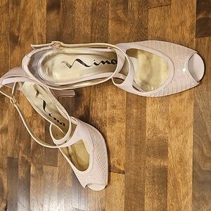 Sparkly Pink Nina Peep Toe Heel